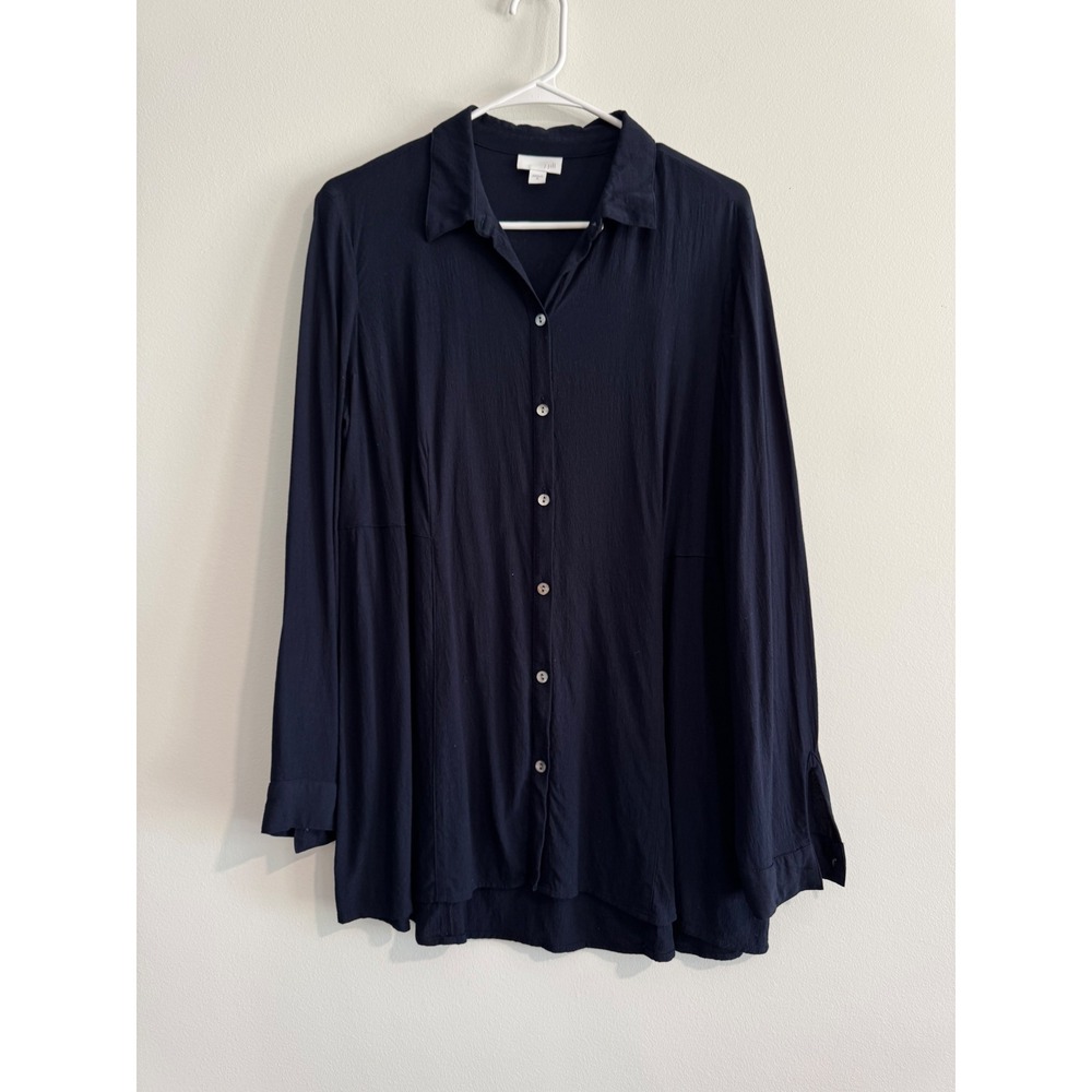 J. Jill Button Down Tunic Women Size M Navy Blue Long Sleeve blouse